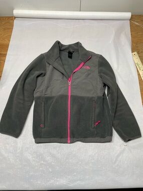 The North Face Women's Gray Fleece Jacket with Pink Trim